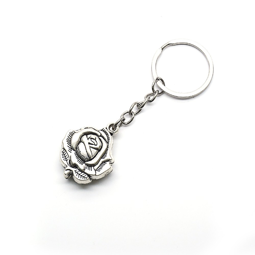 古银立体玫瑰钥匙扣挂件圈环饰品礼品赠品
