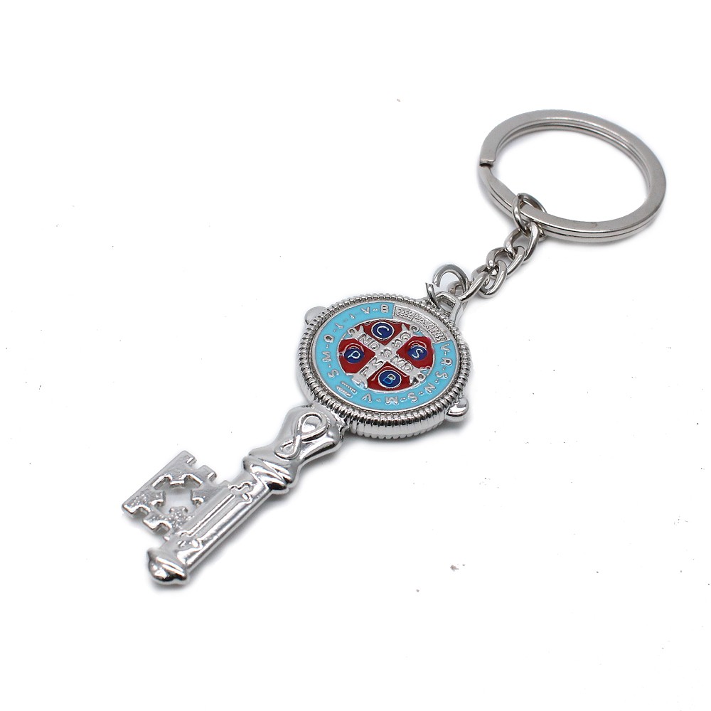 彩色钥匙形状圣本笃钥匙扣挂件圈环饰品宗教圣地礼品