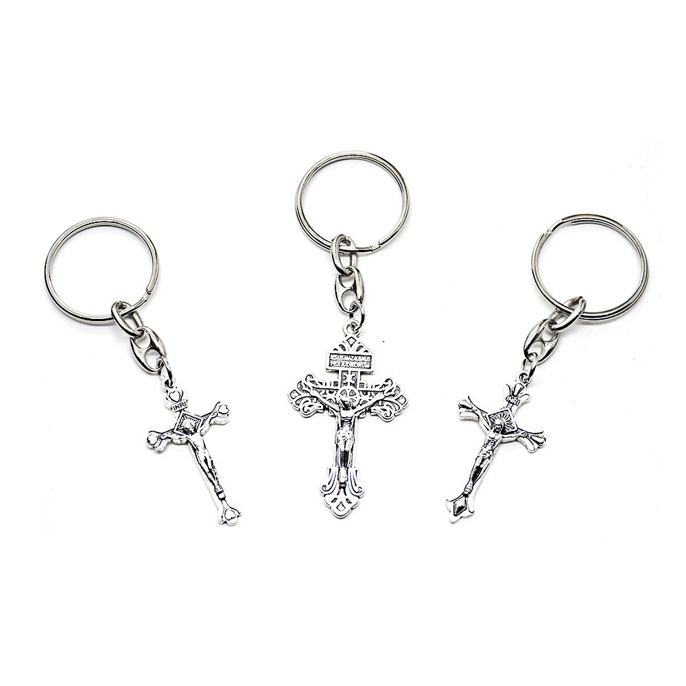 外贸电商十字架古银匙扣挂件圈环饰品礼品  十字架钥匙扣挂件圈环饰品