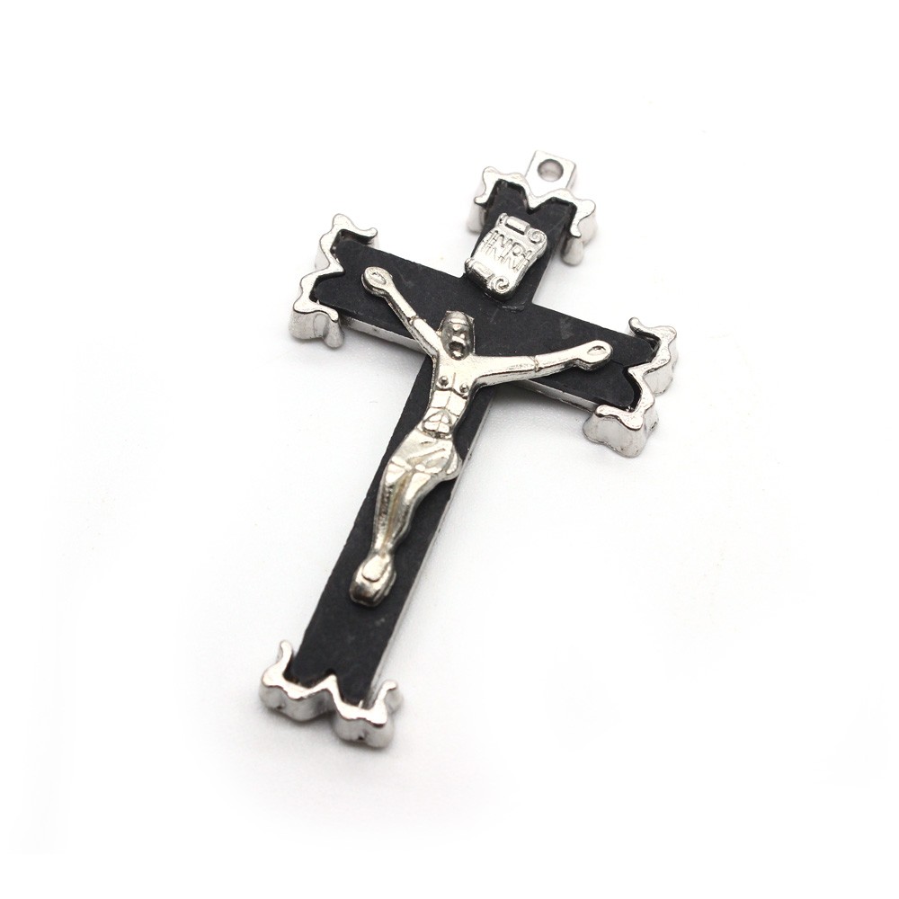 （10个每包）黑色十字架念珠项链吊坠配件DIY饰品 亚马逊电商十