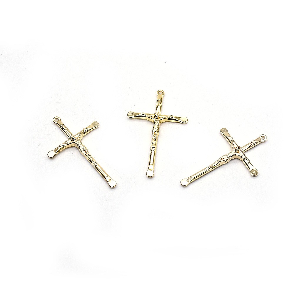 （10个每包）金色念珠项链十字架DIY饰品吊坠配件