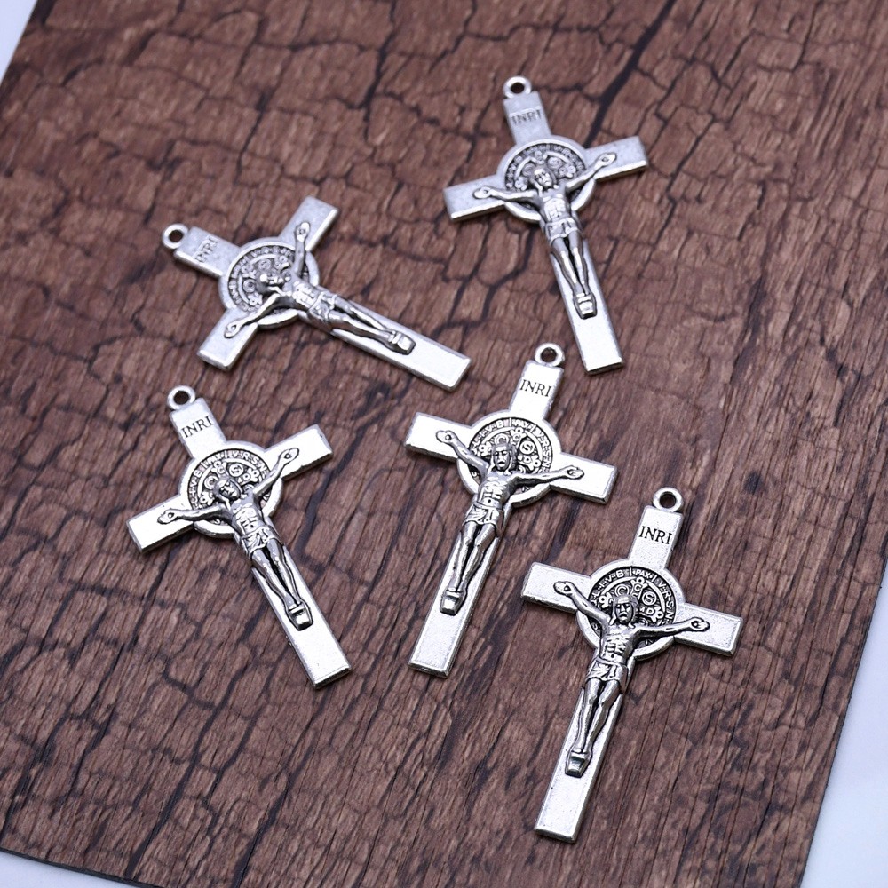 （10个每包）古银十字架DIY饰品吊坠念珠项链配件
