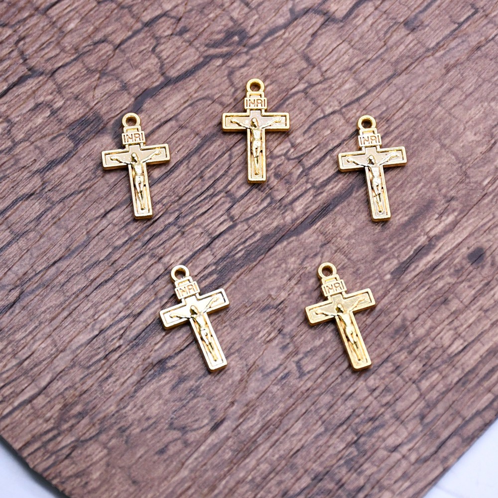 （10个每包）金色十字架小吊坠手链念珠DIY饰品配件　外贸出口