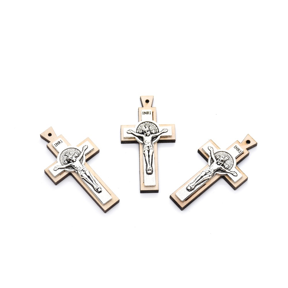 （10个每包）古银十字架木制苦像十字架饰品吊坠DIY配件