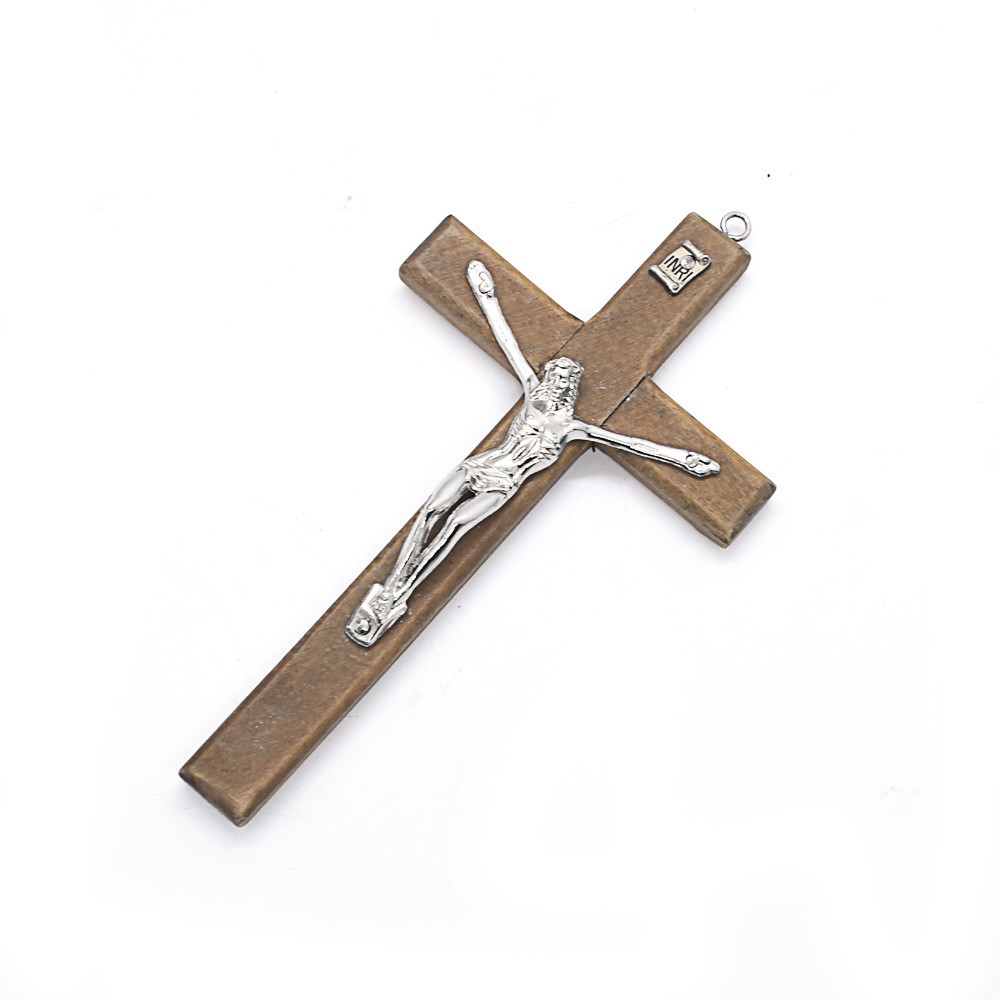 （棕色）大号8.5*15cm 木制十字架手执十字架礼品摆件
