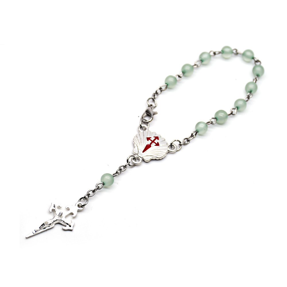 6MM猫眼珠念珠十字架手串手环弯针祈祷珠Rosary bracelet