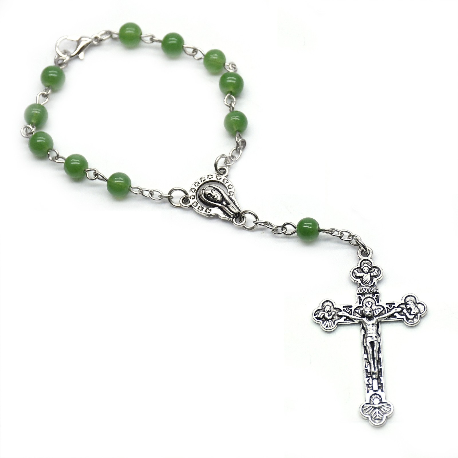 十字架绿色复古念珠手链手串手环祈祷珠Rosary bracelet