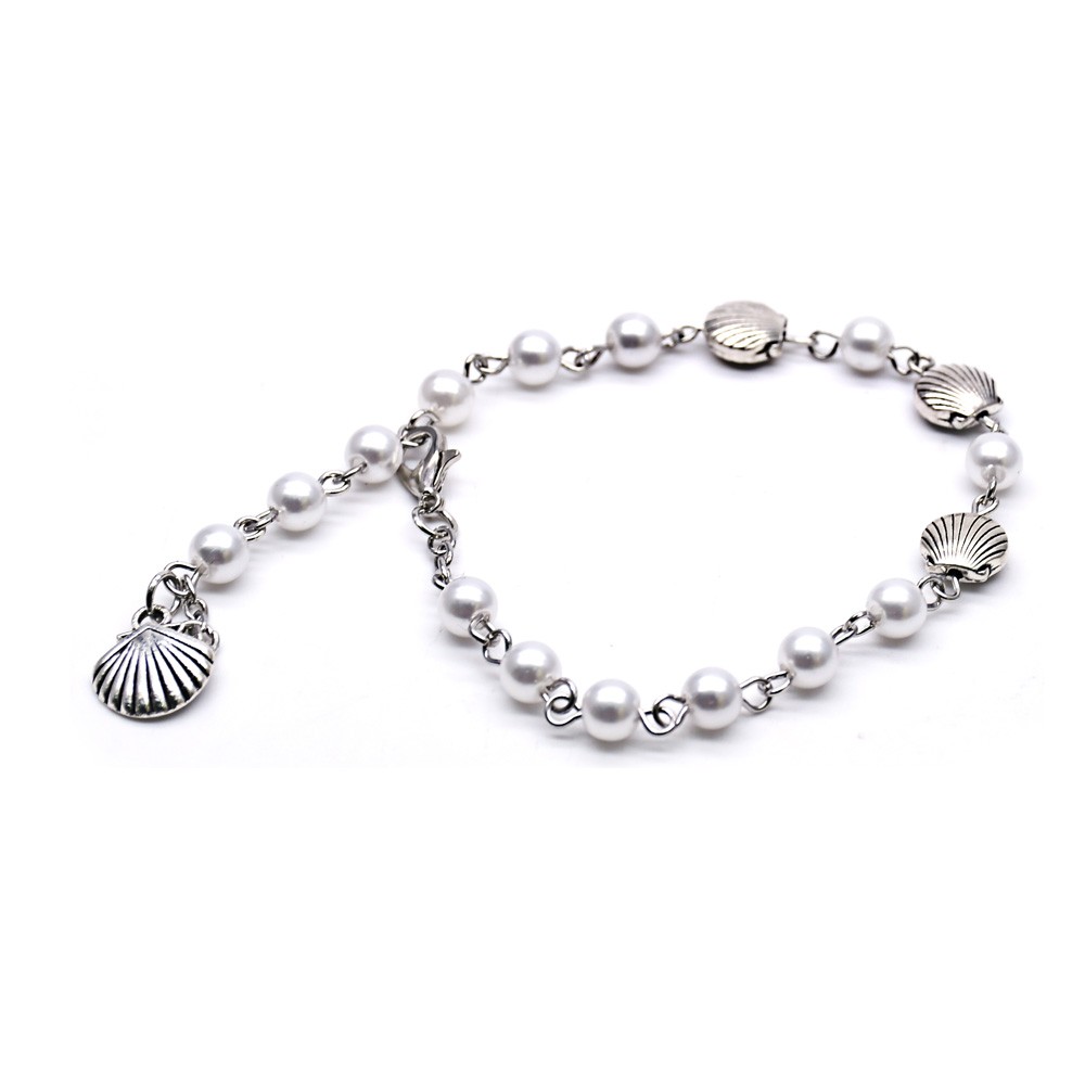 珍珠贝壳元素手链流行饰品弯针串珠旅游纪念品手环（可调节尺寸）