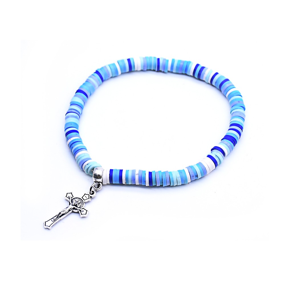 外贸专供货源软陶彩色十字架手链串珠弹力手环Beads bracelet