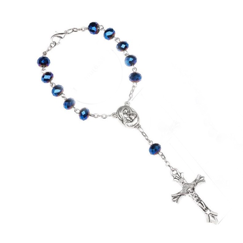 十字架水晶念珠手链手串手环弯针祈祷珠Rosary bracelet