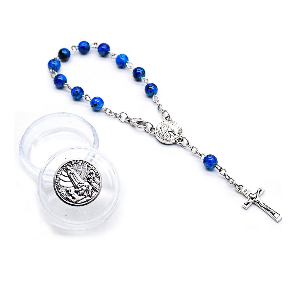 盒装6mm珍珠念珠手链合金十字架手串手环祈祷珠Rosary bracelet