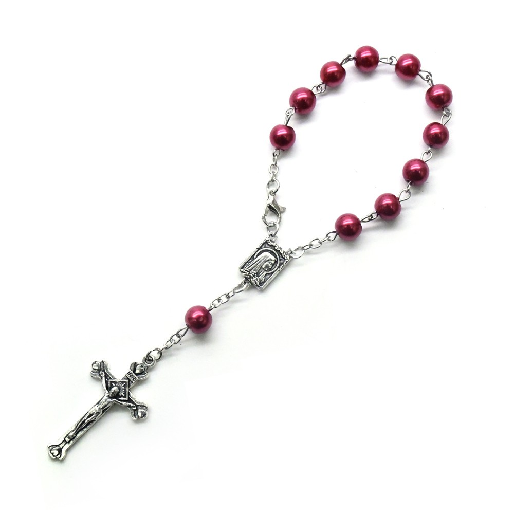 8mm多色珍珠念珠手链饰品外贸十字架手串手环　11颗prayer 手链
