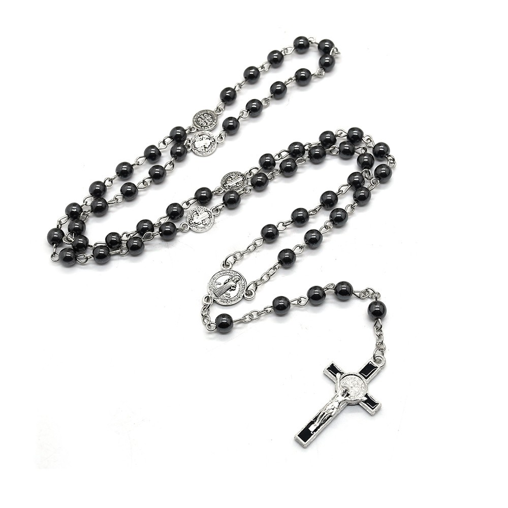 圣本笃黑胆石念珠项链十字架项链饰品Rosary Beads