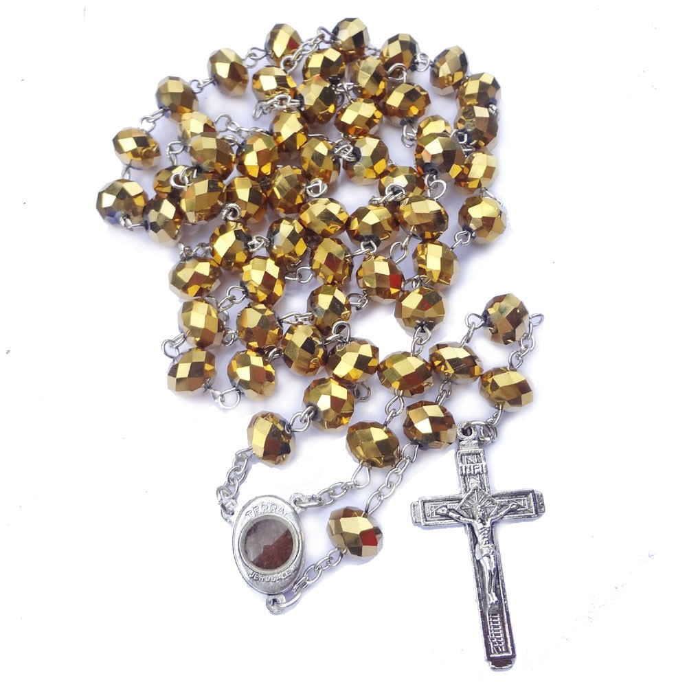 8*10mm大水晶念珠十字架宗教饰品项链宗教饰品批发