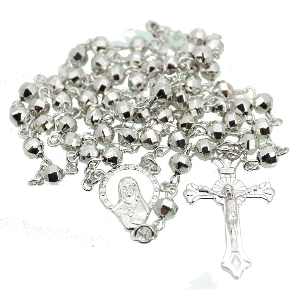 欧美时尚宗教饰品天主教59颗念珠十字架项链