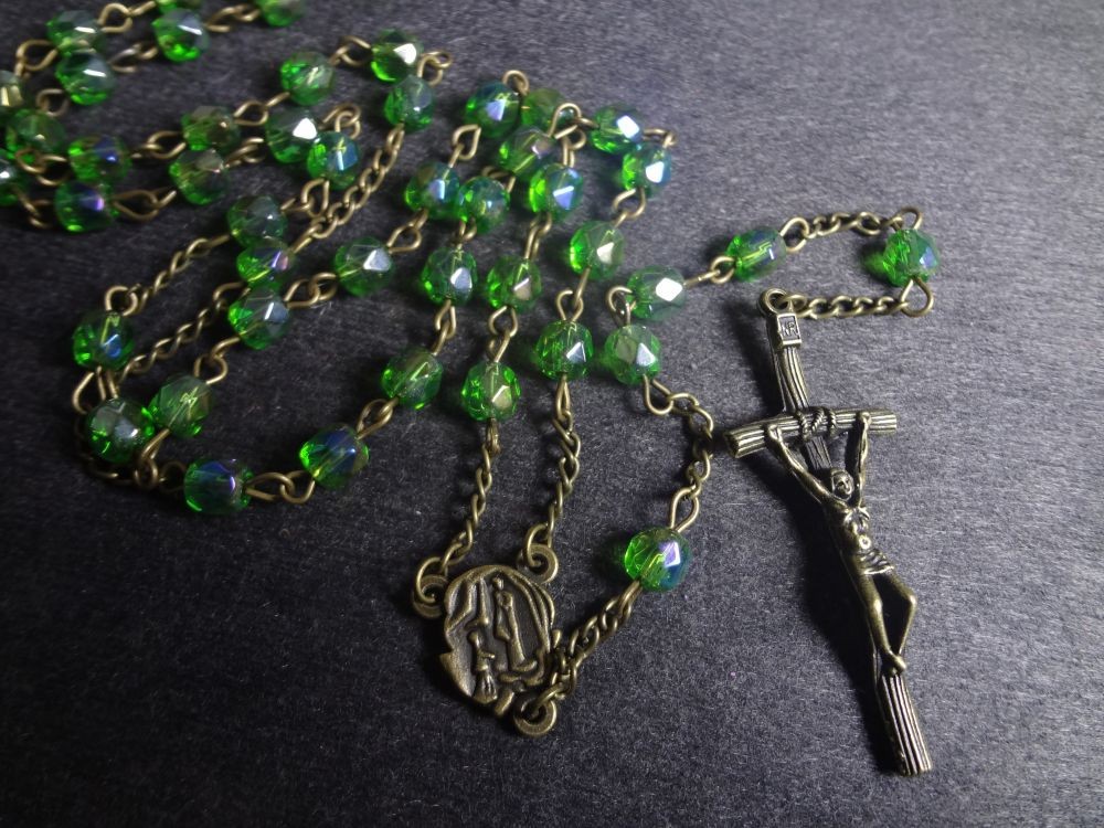 圣诞赠品古青铜欧美复古十字架饰品水晶念珠项链
