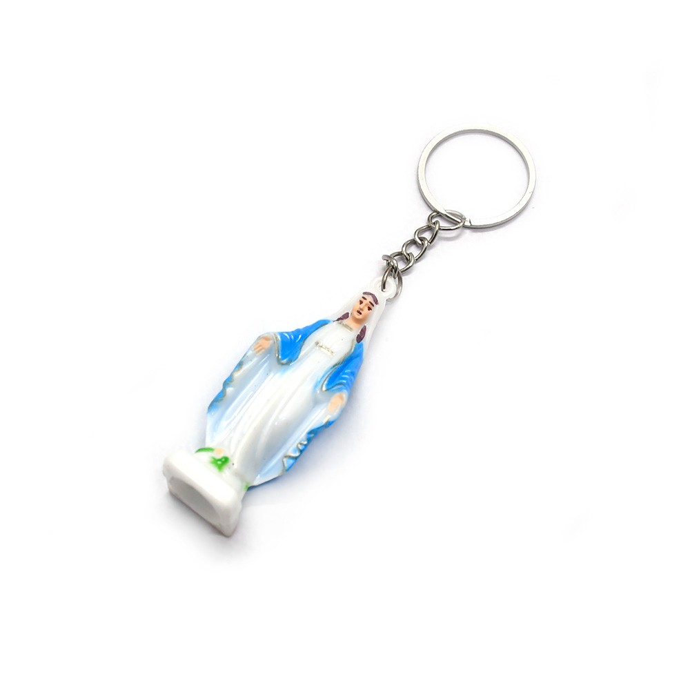 跨境电商蓝色夜光圣母锁匙扣挂件圈环饰品旅游礼品赠品摆件