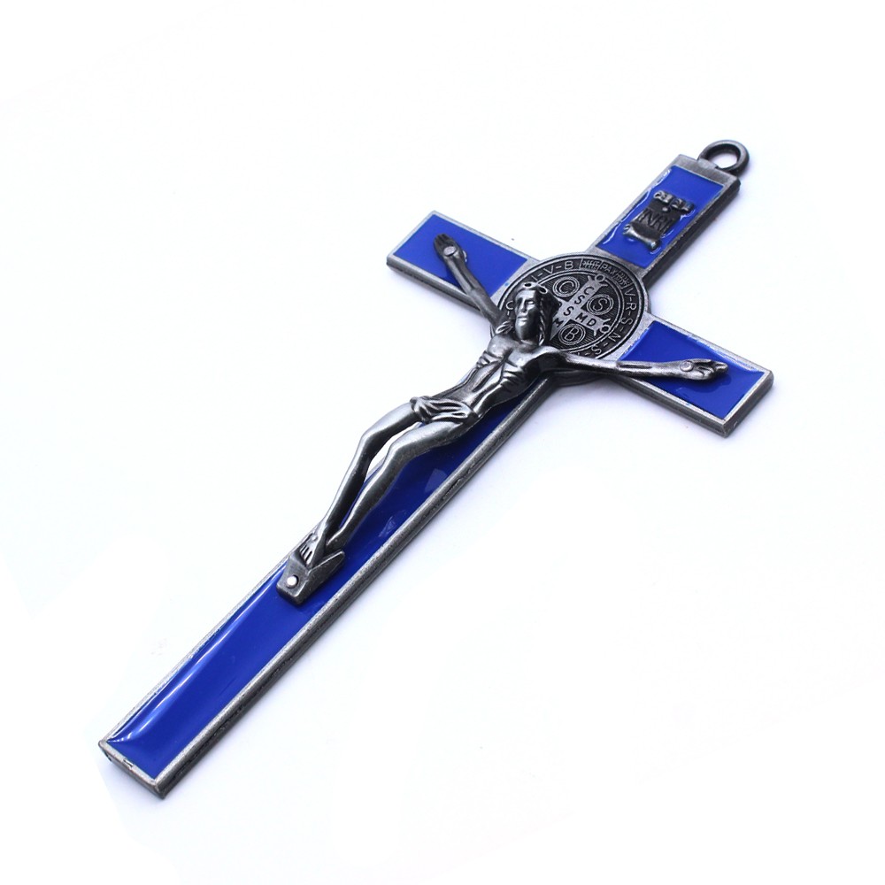 （古锡+蓝）跨境WISH亚马逊热卖19*9.2cm十字架挂件办公室家用摆件饰品