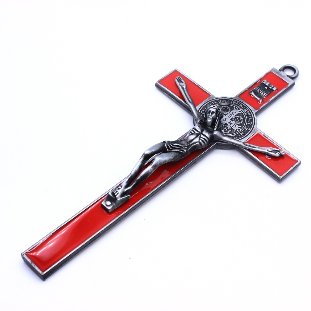 （古锡+红）跨境WISH亚马逊19*9.2cm十字架挂件办公室家用摆件饰品