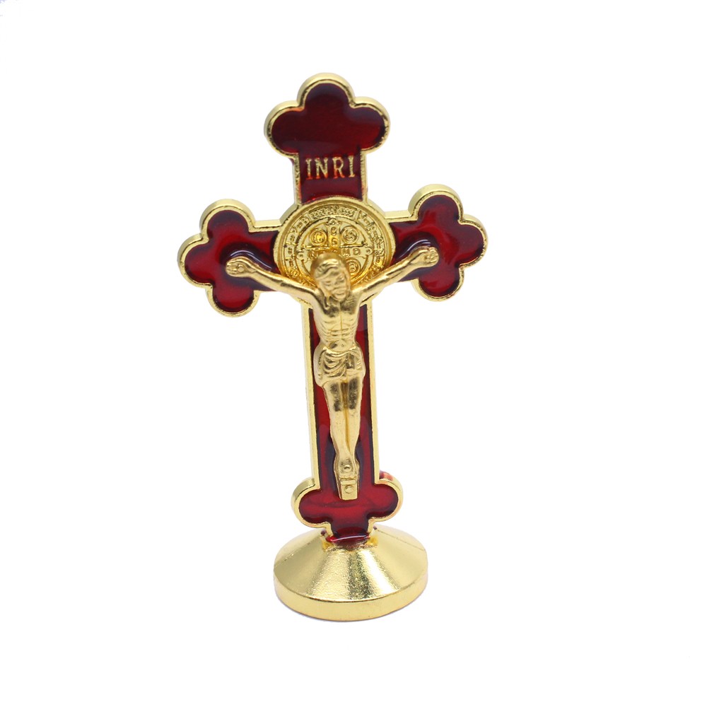 (金+红）4.2*8cm 滴油十字架摆件办公室家用饰品