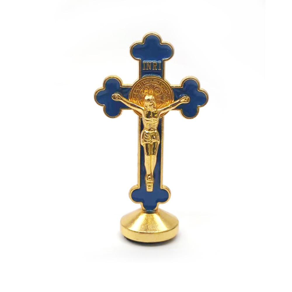 （金+蓝）4.2*8cm滴油十字架摆件办公室家用饰品