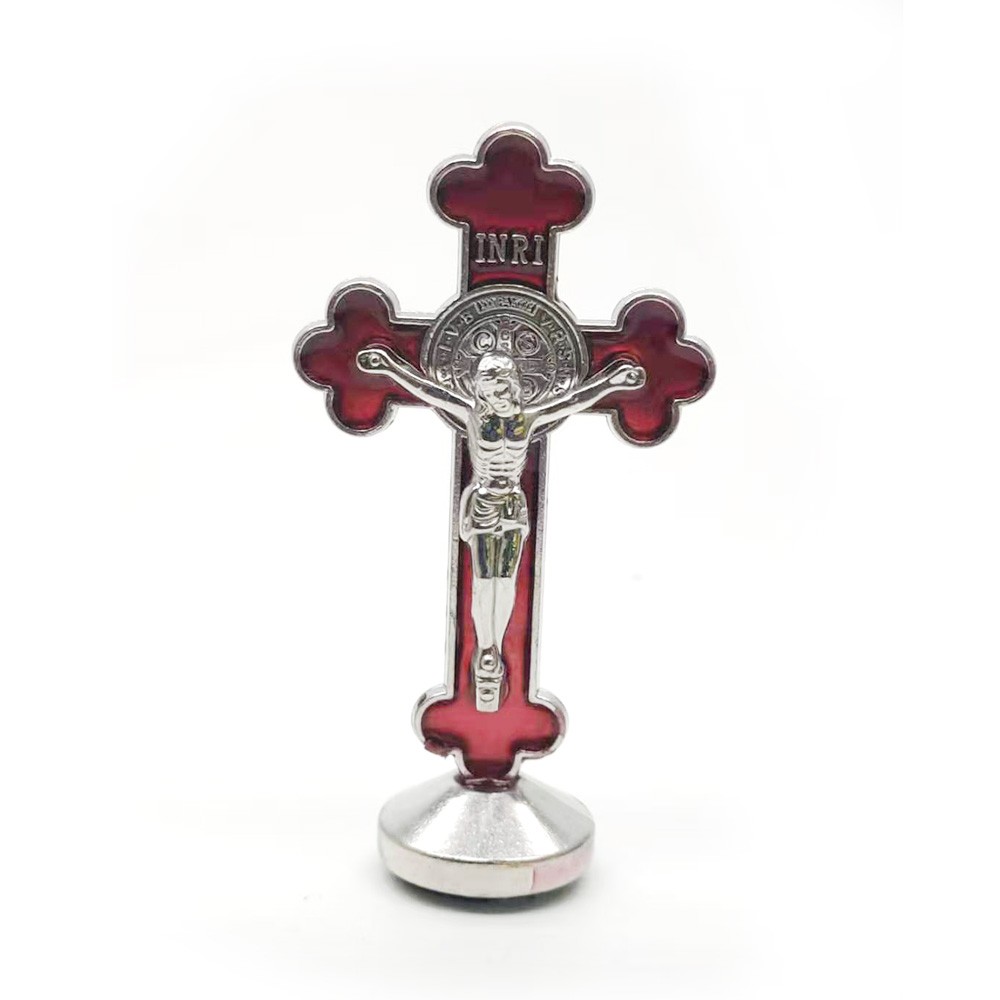 (白K+红）4.2*8cm 滴油十字架摆件办公室家用饰品
