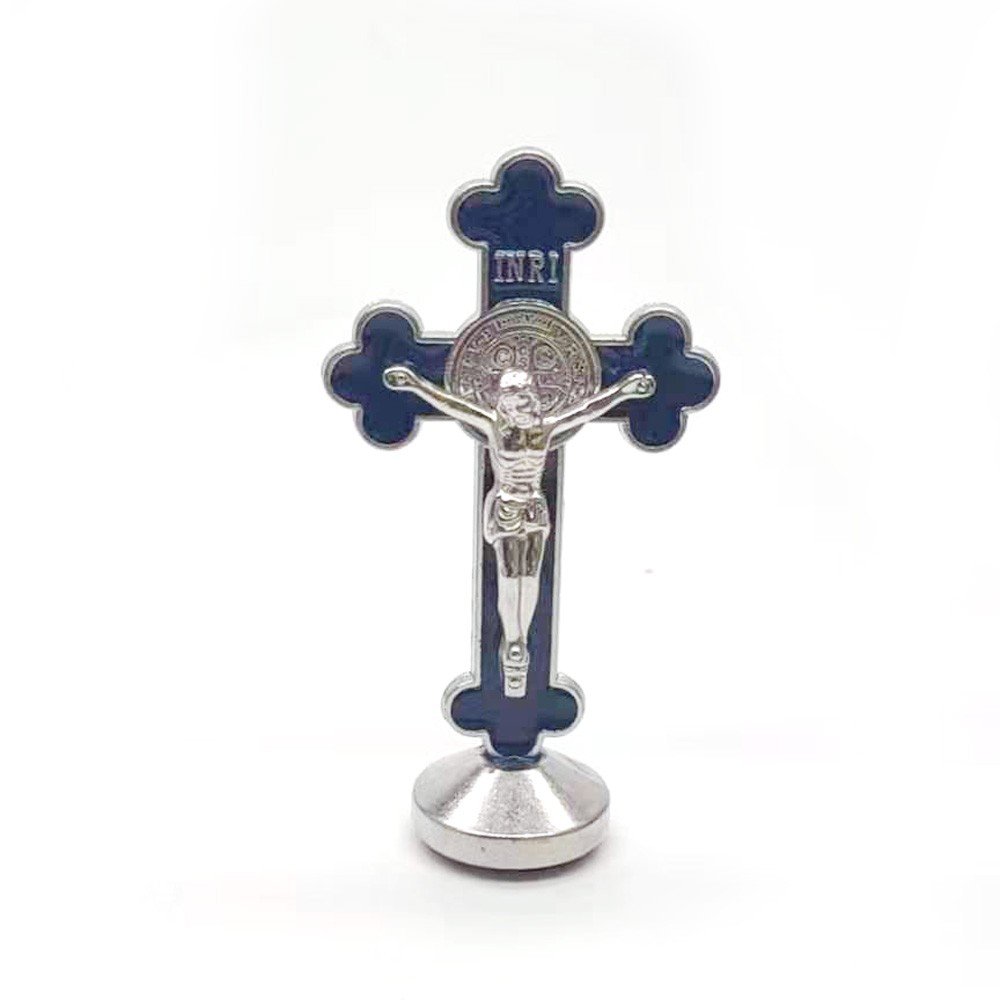 (白K+蓝）4.2*8cm 滴油十字架摆件办公室家用饰品