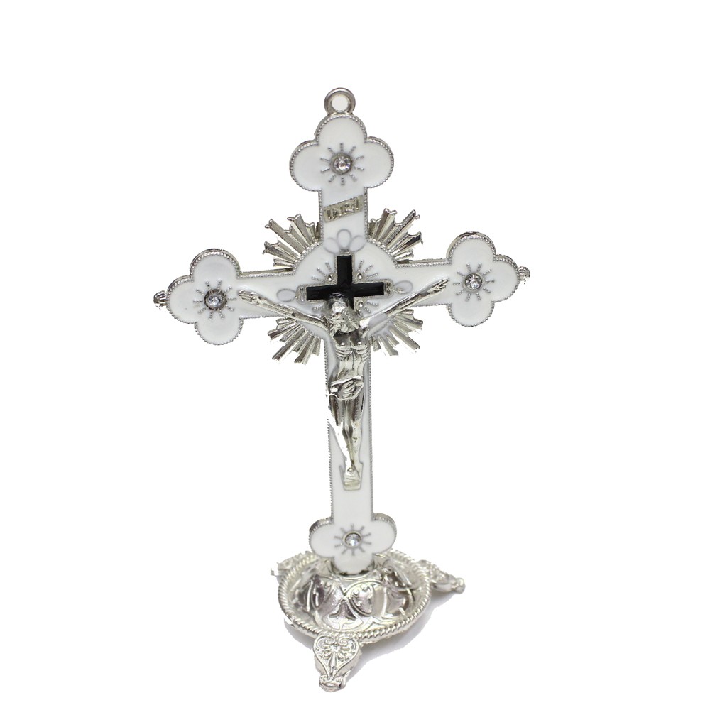 (白色）梅花金属十字架摆件家用特色工艺摆台