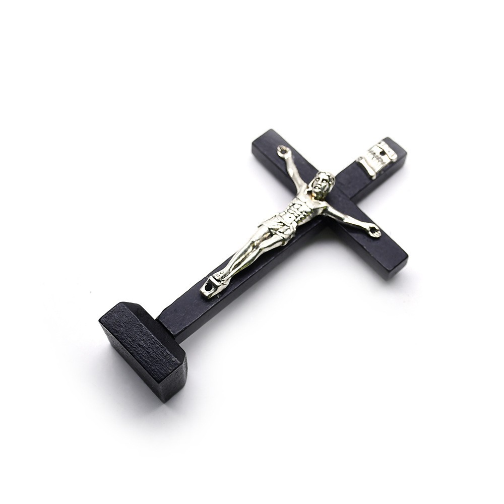 （黑）6*10.5cm木制十字架底座摆台木制十字架摆件摆台