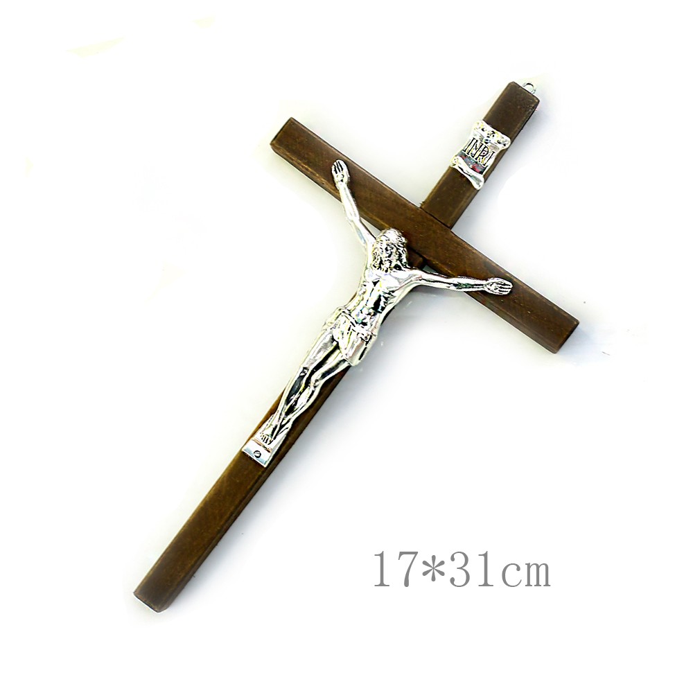 17*31cm金属基督人像木制大号十字架
