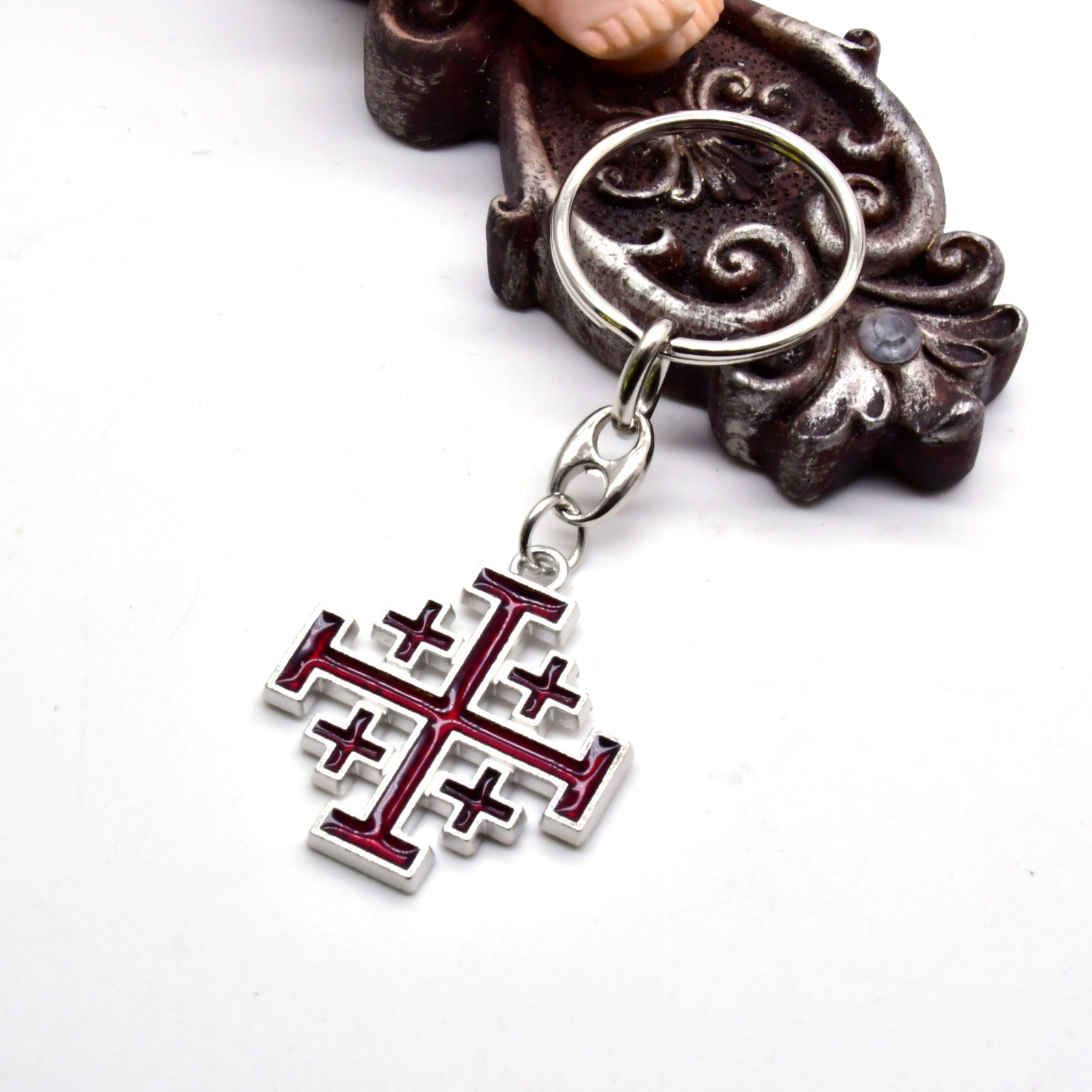 （暗红色）十字架JERUSALEM 钥匙扣挂件