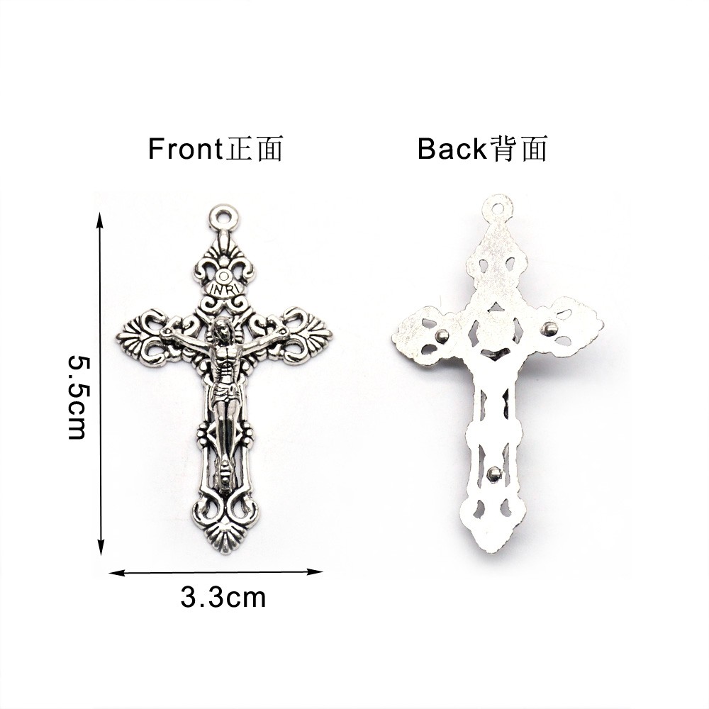 （10个每包）3.3*5.5cm复古银十字架念珠项链配件DIY饰品