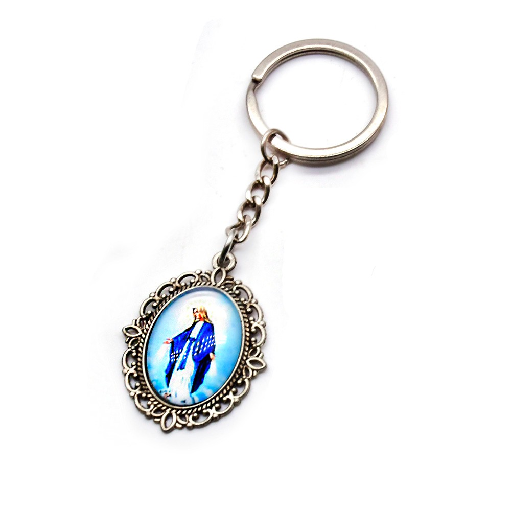 圣母Miraculous 玻璃贴图复古钥匙扣挂件
