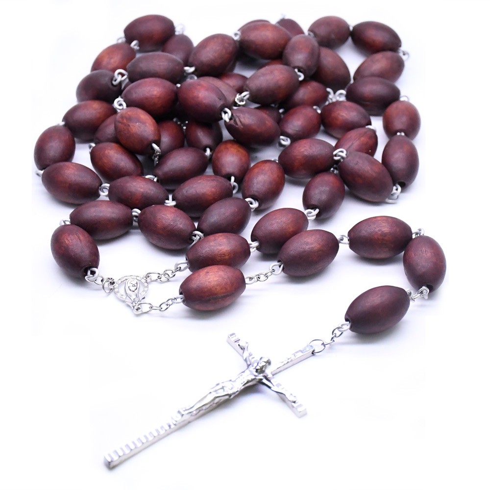 贸货工厂店酒红色大枣珠挂墙念珠项链装饰十字架wall rosary