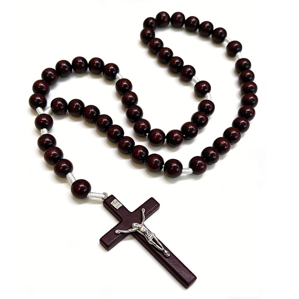 酒红色20MM木珠手工绳编挂墙念珠