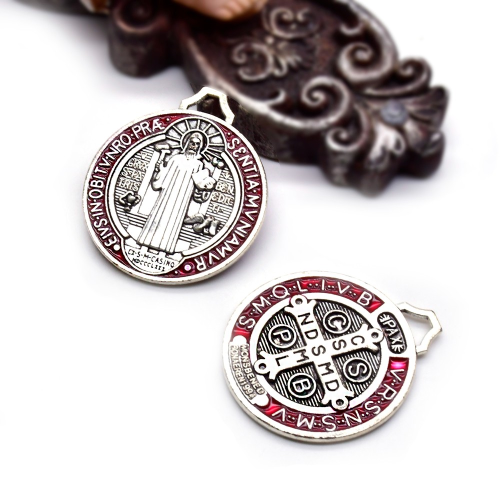 (l黑色）3.8cm圣本笃滴油吊坠吊牌DIY念珠饰品配件