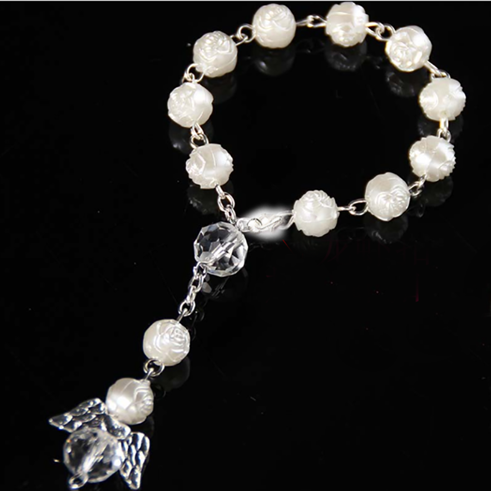 天使翅膀洗礼珠念珠手链玫瑰花婚礼爱心手串祈祷珠礼品赠品