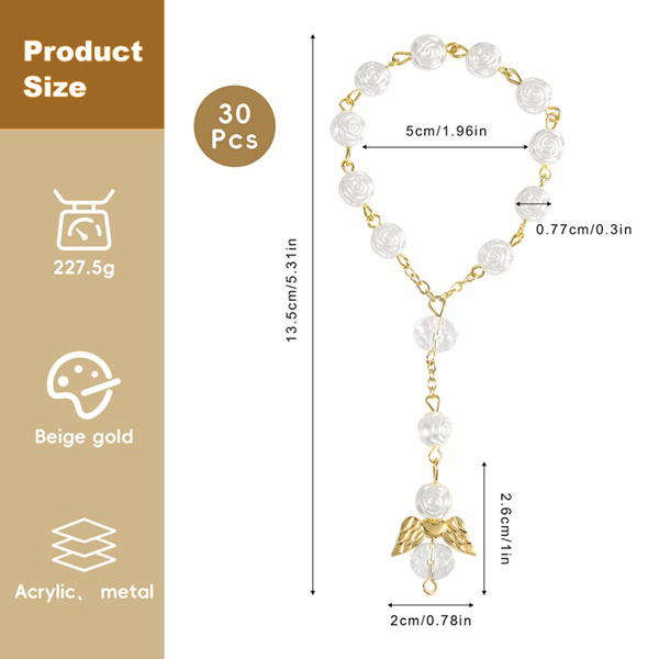 (金)天使翅膀洗礼珠念珠手链玫瑰花婚礼爱心手串珠串礼品赠品