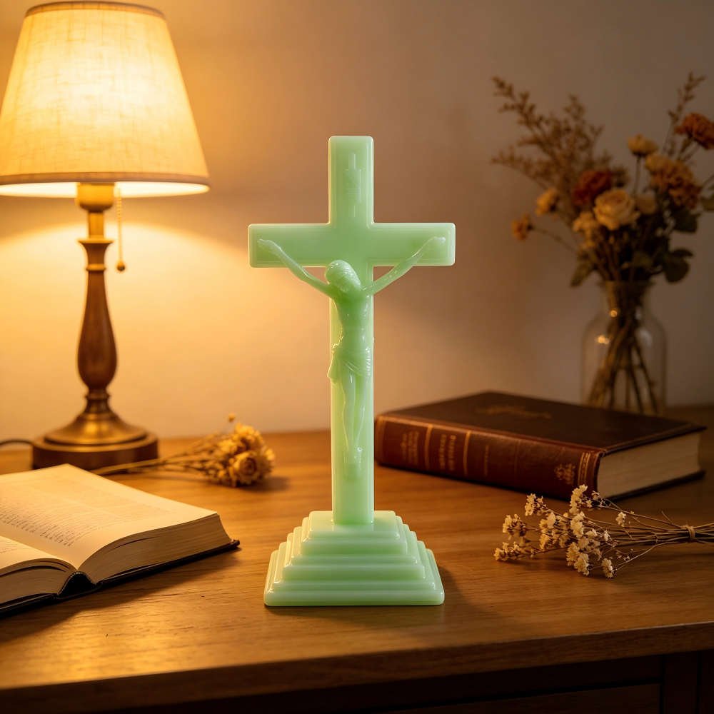 22CM高塑料夜光十字架工艺品摆件 外贸专供
