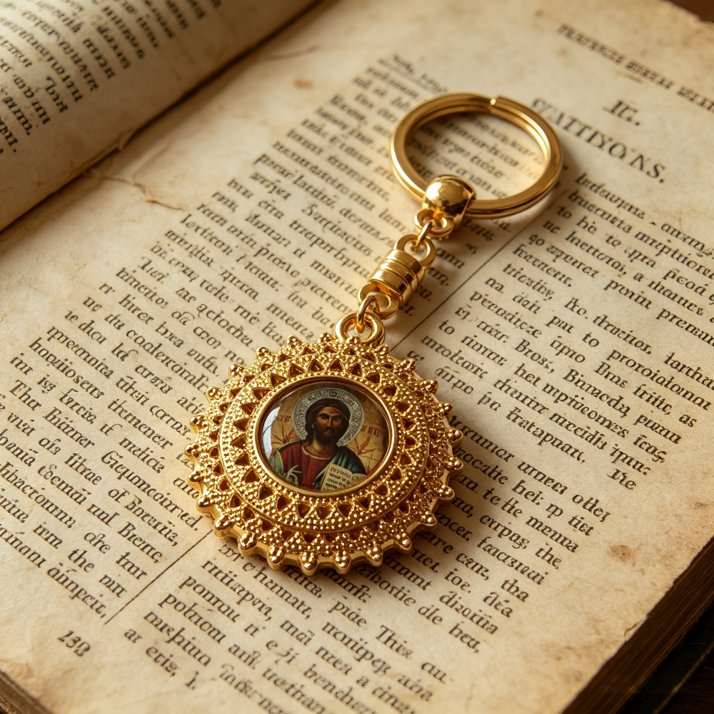 复古金色贴图钥匙扣铃铛挂件 欧美风挂件 包包装饰品跨境热销款