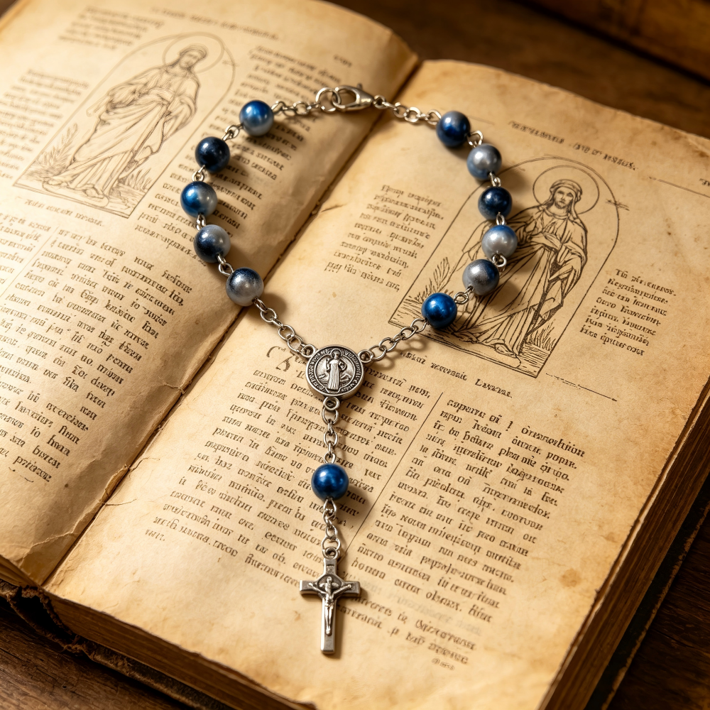 宝蓝幻彩珠11颗念珠手链车挂