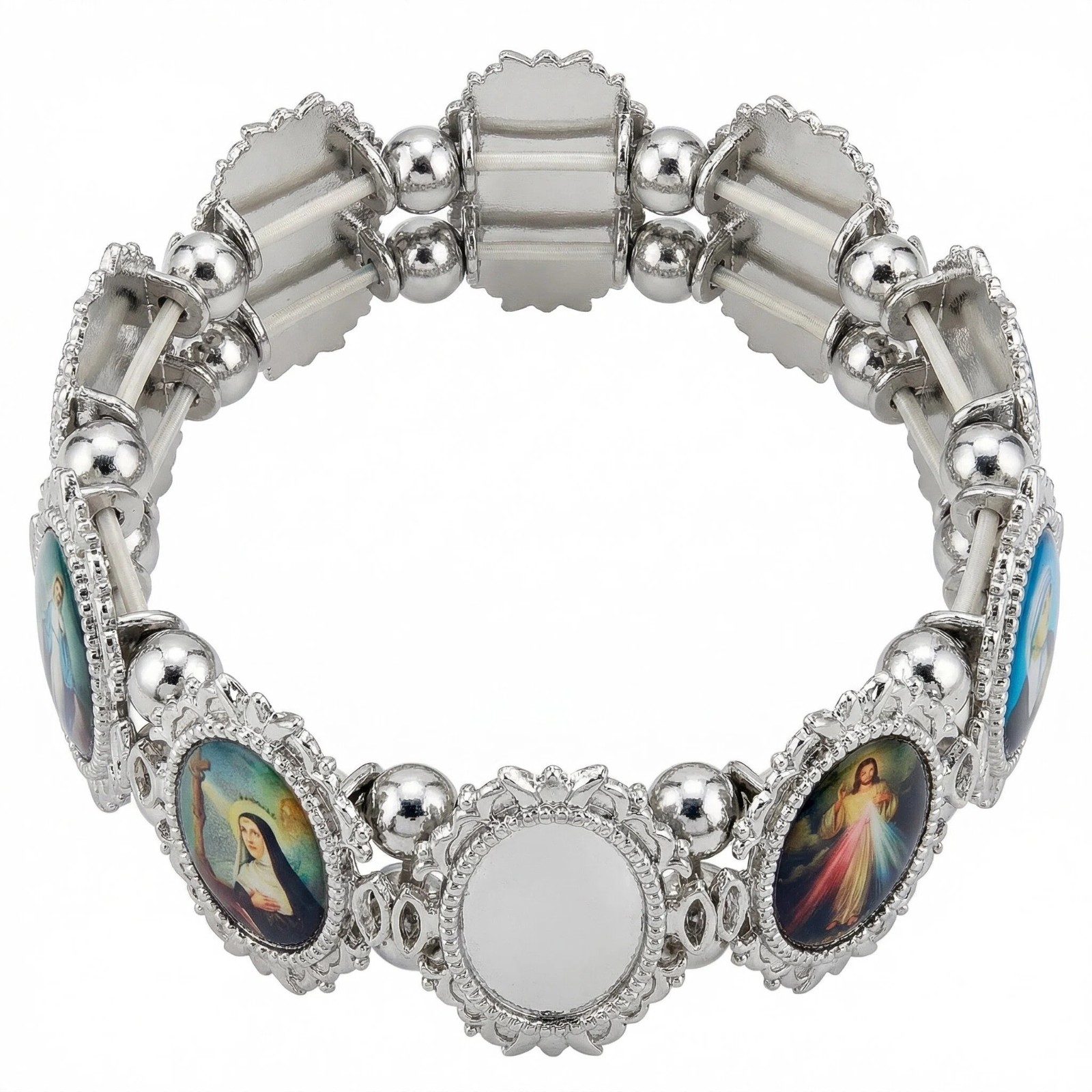 金属锌合金滴油贴图手环弹力手链，中间一片留空位