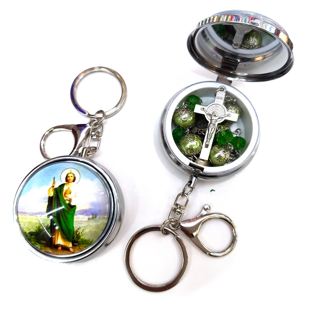 绿色长袍圣犹大念珠手链念珠盒带钥匙扣挂件磁铁粘（不含念珠）