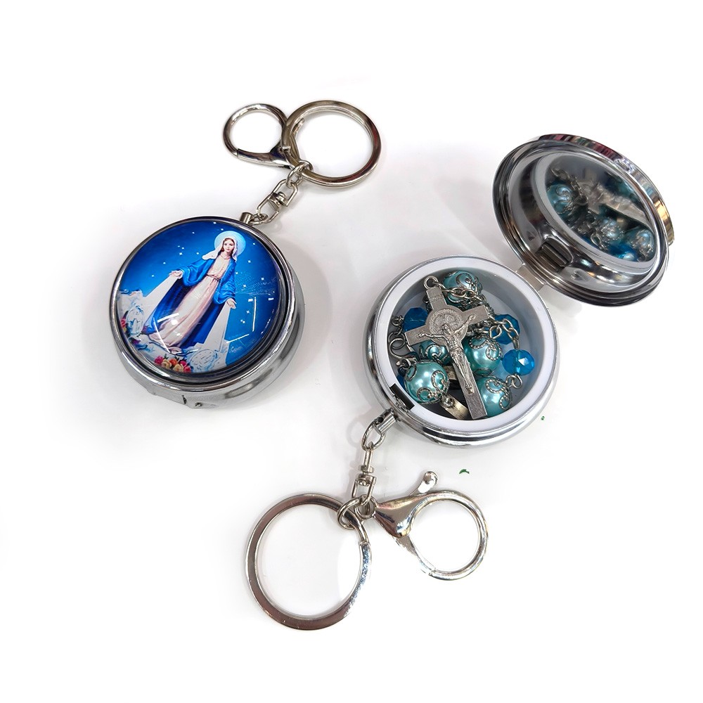 蓝衣圣母玛利亚念珠手链念珠盒带钥匙扣挂件磁铁粘（不含念珠）