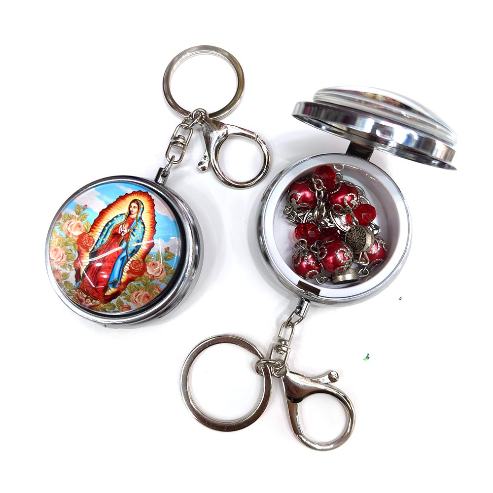 红裙瓜达卢佩圣母念珠手链念珠盒带钥匙扣挂件磁铁粘（不含念珠）